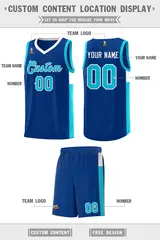 Royal Light Blue-White Side Two-Tone Basketball Jersey 2