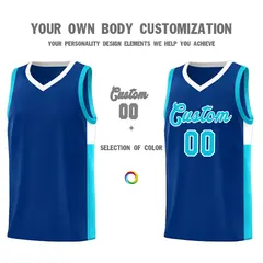 Royal Light Blue-White Side Two-Tone Basketball Jersey 3