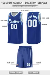Royal Light Blue-White Sleeve Color Block Basketball Jersey 2