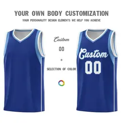 Royal Light Blue-White Sleeve Color Block Basketball Jersey 3