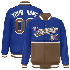 Royal Light Brown Color Block Varsity Full-Snap Letterman Jacket 1
