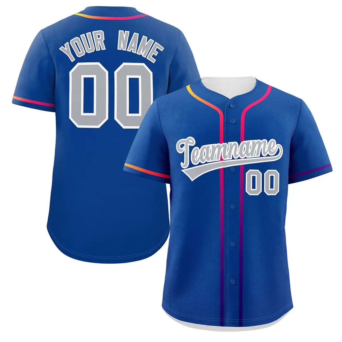 Royal Light Gray Gradient Ribbed Authentic Baseball Jersey