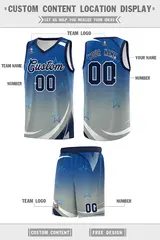 Royal Light Gray Gradient Star Graffiti Basketball Jersey 2