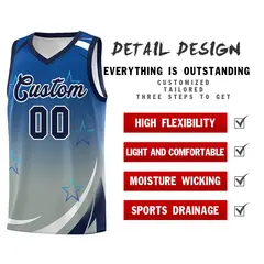 Royal Light Gray Gradient Star Graffiti Basketball Jersey 4