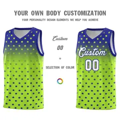 Royal Light Green Gradient Star Pattern Basketball Jersey Set 3