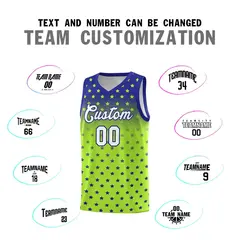 Royal Light Green Gradient Star Pattern Basketball Jersey Set 4