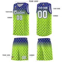 Royal Light Green Gradient Star Pattern Basketball Jersey Set 5
