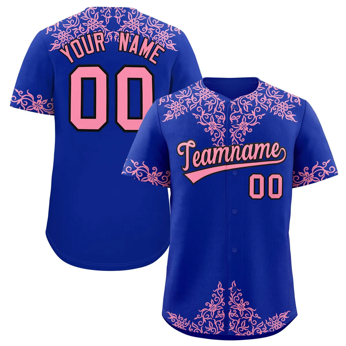 Royal Light Pink Baroque Style Baseball Jersey