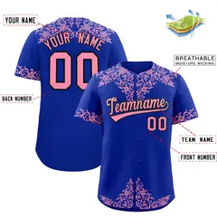Royal Light Pink Baroque Style Baseball Jersey 2