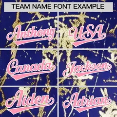 Royal Light Pink Metallic Gold Splatter Baseball Jersey 4