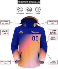Royal Light Pink-Orange Gradient Hooded Waterproof Jacket 2