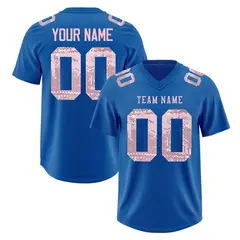 Royal Light Pink Sequin Lettering Breathable Football Jersey 1