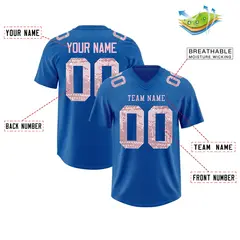 Royal Light Pink Sequin Lettering Breathable Football Jersey 2