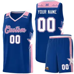 Royal Light Pink Star Graffiti Sports Basketball Jersey