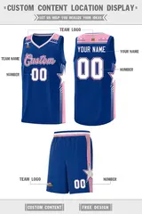 Royal Light Pink Star Graffiti Sports Basketball Jersey 2