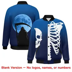 Royal Navy Black Halloween Skeleton Varsity Jacket Stretch Fabric 8