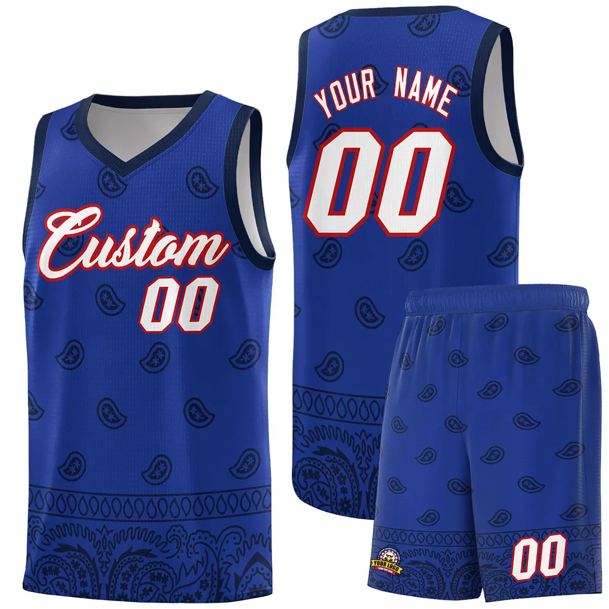Royal Navy Cashew Pattern Basketball Jersey
