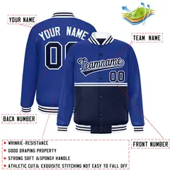 Royal Navy Color Block Varsity Full-Snap Letterman Jacket 2