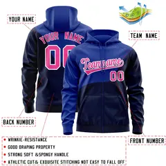 Royal Navy Color Block Wave Varsity Letterman Jacket Hoodie 4