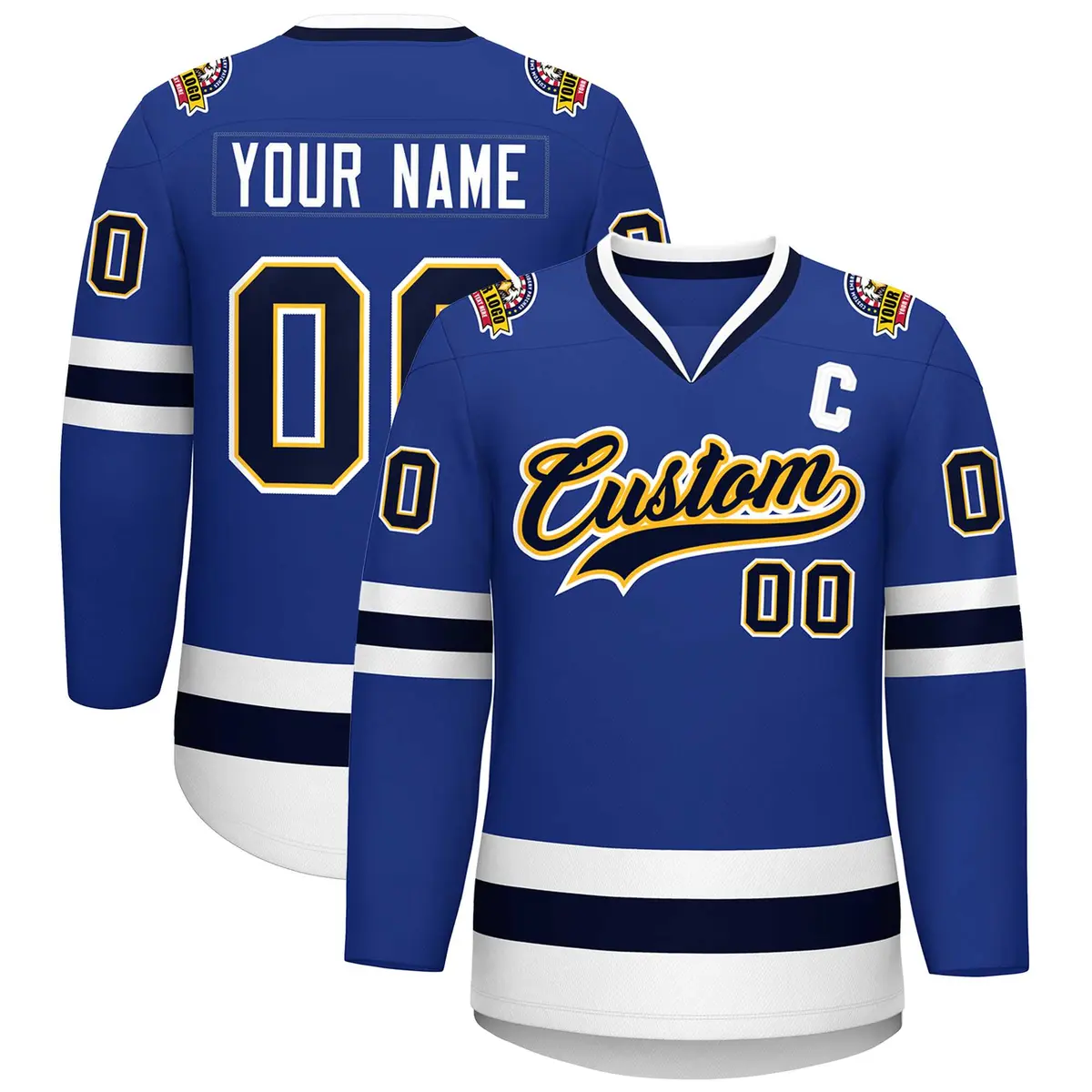 Royal Navy Gold-White Classic Hockey Jersey