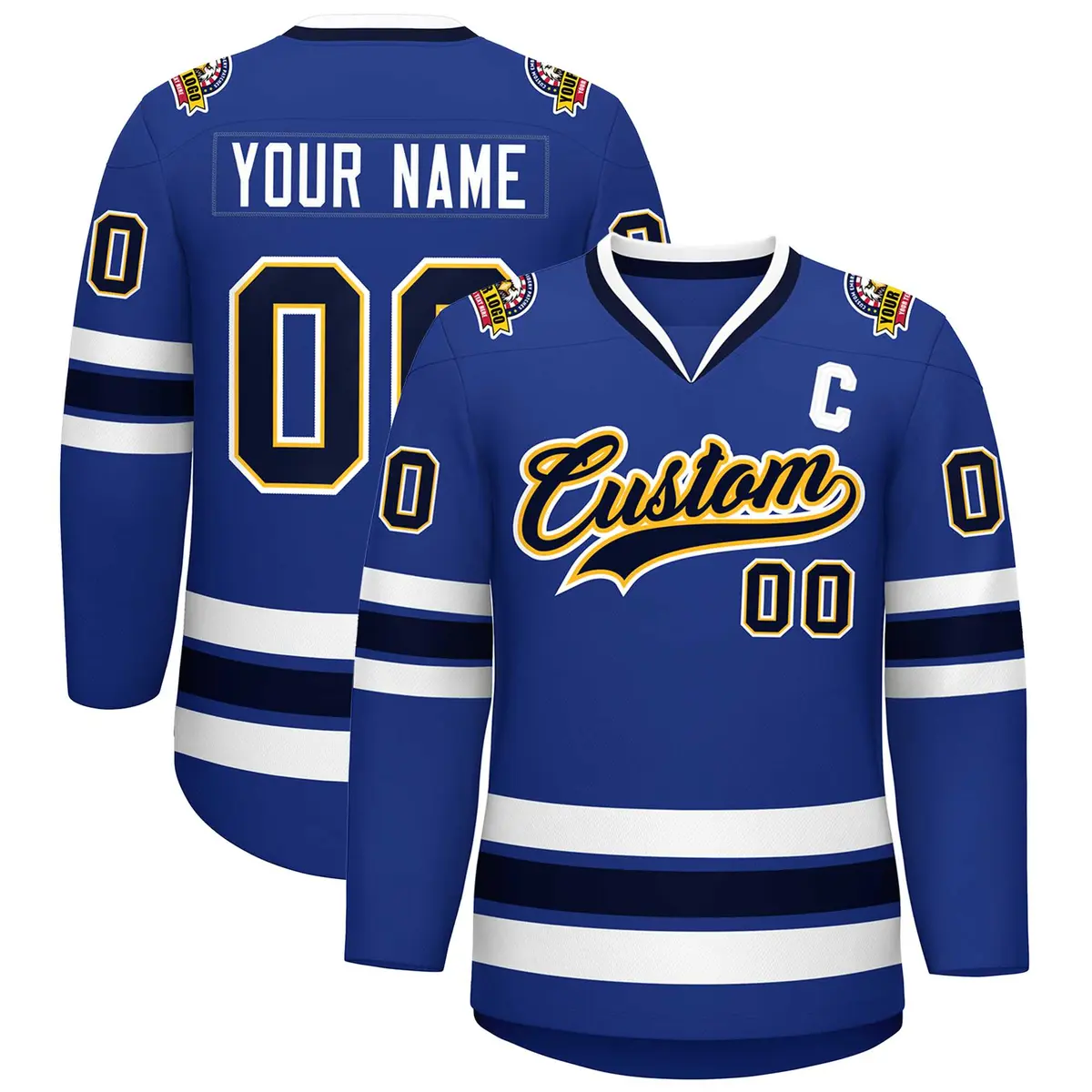 Royal Navy Gold-White Classic Hockey Jersey