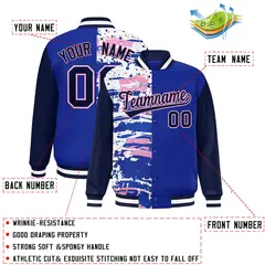 Royal Navy Graffiti Pattern Varsity Full-Snap Letterman Jacket 2