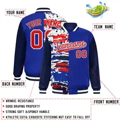 Royal Navy Graffiti Pattern Varsity Full-Snap Letterman Jacket 2