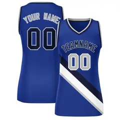 Royal Navy-Gray Thick Slash Mesh Basketball Jersey For Women