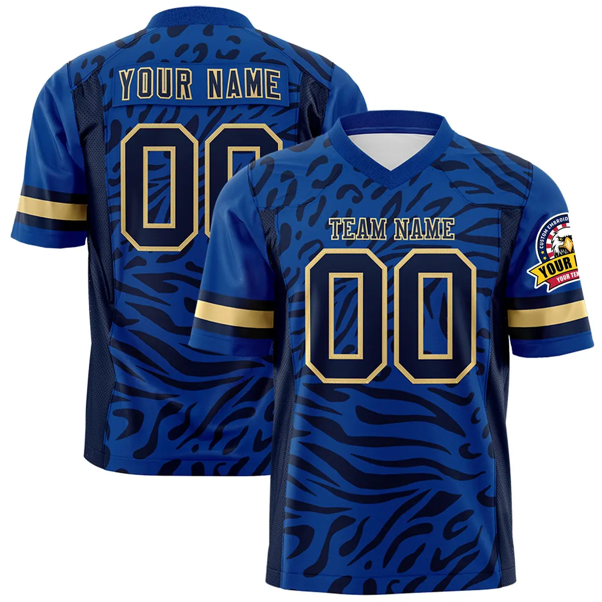 Royal Navy-Khaki Zebra Stripes Authentic Football Jersey
