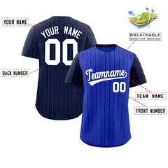 Royal Navy Pinstripe Raglan Sleeves Baseball Jersey 2
