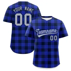 Royal Navy Plaid Authentic Baseball Jersey