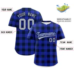 Royal Navy Plaid Authentic Baseball Jersey 2