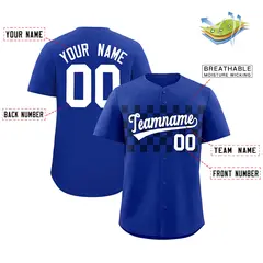 Royal Navy Plaid Fashion Authentic Baseball Jersey 2