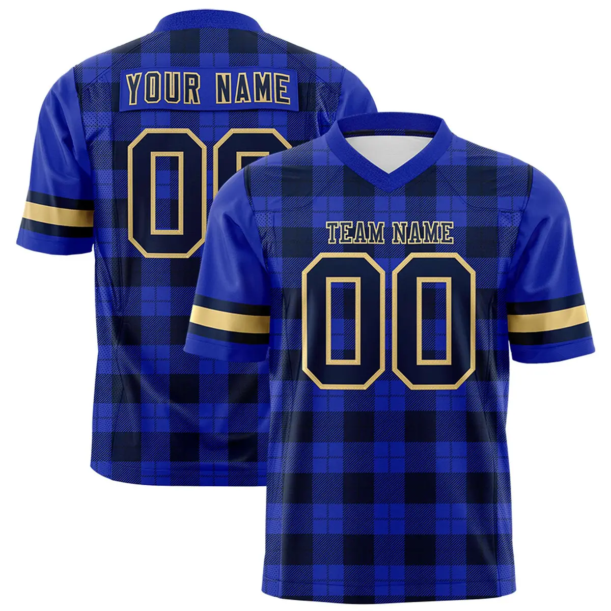 Royal Navy Plaid Pattern Authentic Football Jersey
