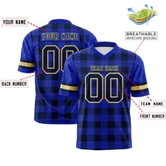 Royal Navy Plaid Pattern Authentic Football Jersey 2