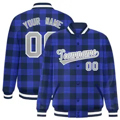 Royal Navy Plaid Varsity Letterman Baseball Jacket 1