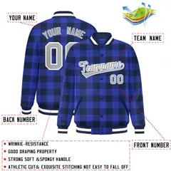 Royal Navy Plaid Varsity Letterman Baseball Jacket 2