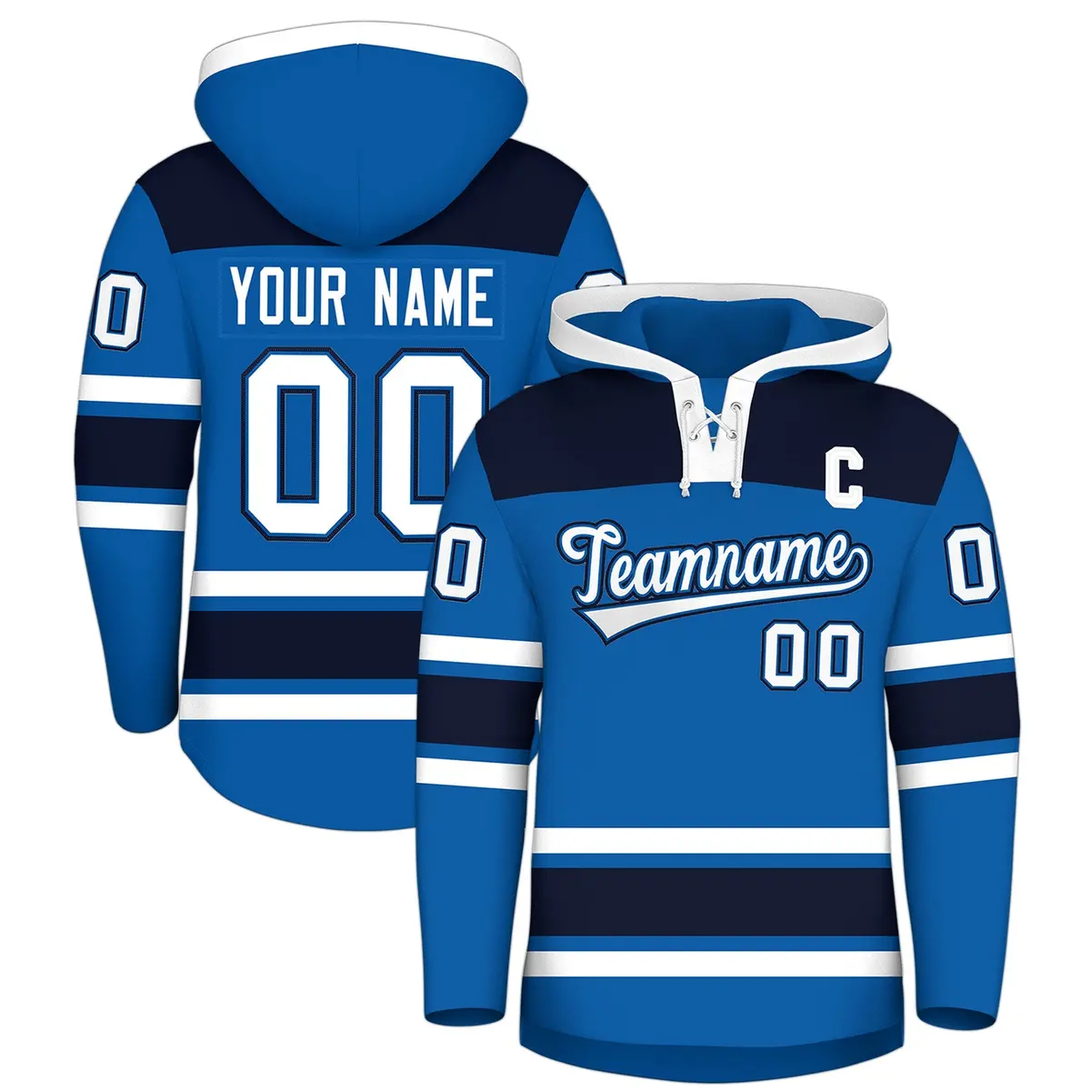 Royal Navy Raglan Lace-Up Neck Hockey Hoodie Jersey