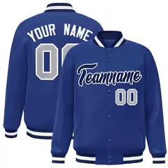 Royal Navy-White Classic Varsity Full-Snap Letterman Jacket 1