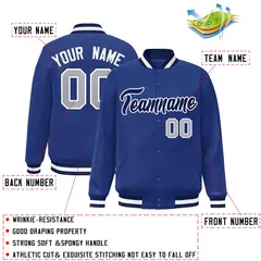Royal Navy-White Classic Varsity Full-Snap Letterman Jacket 2