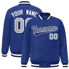Royal Navy-White Classic Varsity Full-Snap Letterman Jacket 1