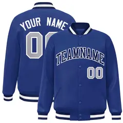 Royal Navy-White Classic Varsity Full-Snap Letterman Jacket 1
