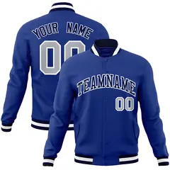 Royal Navy-White Classic Varsity Full-Snap Letterman Jacket 1