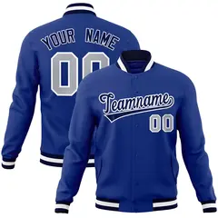 Royal Navy-White Classic Varsity Full-Snap Letterman Jacket 1