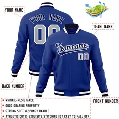 Royal Navy-White Classic Varsity Full-Snap Letterman Jacket 4