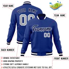 Royal Navy-White Classic Varsity Full-Snap Letterman Jacket 4