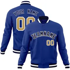 Royal Navy-White Classic Varsity Full-Snap Letterman Jacket 1