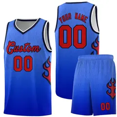 Royal Navy-White Flame Gradient Basketball Jersey