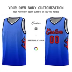 Royal Navy-White Flame Gradient Basketball Jersey 3