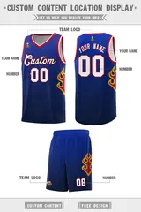 Royal Navy-White Flame Gradient Basketball Jersey 2